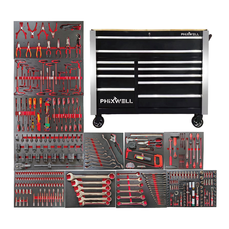 719520PHIXWELL 11 laci Kabinet Alatan dengan Set Alat 377pcs