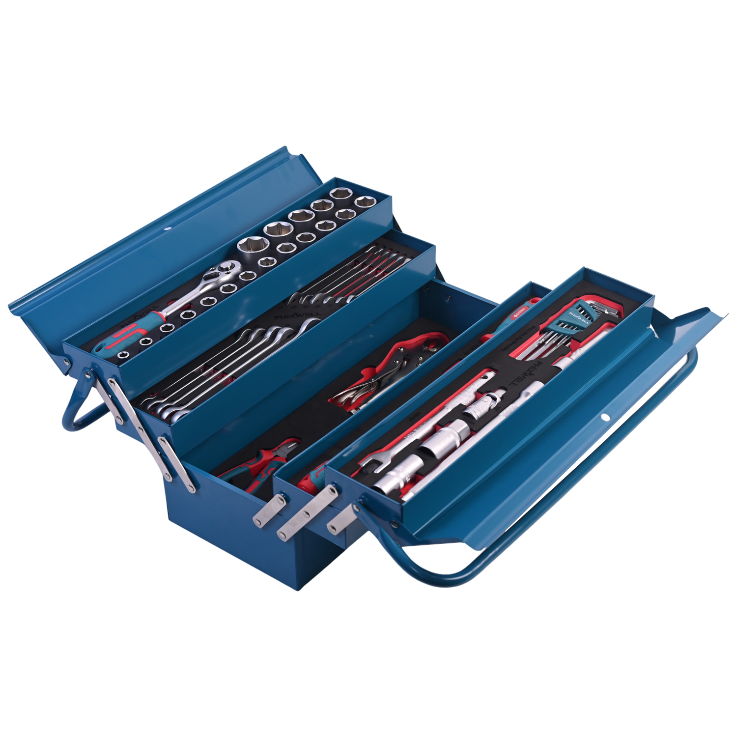 717302 PHIXWELL 56 pcs set alat tangan kotak besi isi rumah